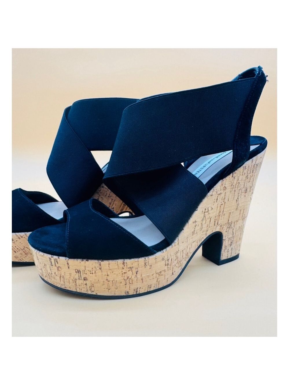 Women's Diane von Furstenberg Black Wedge Sandals Size 6M